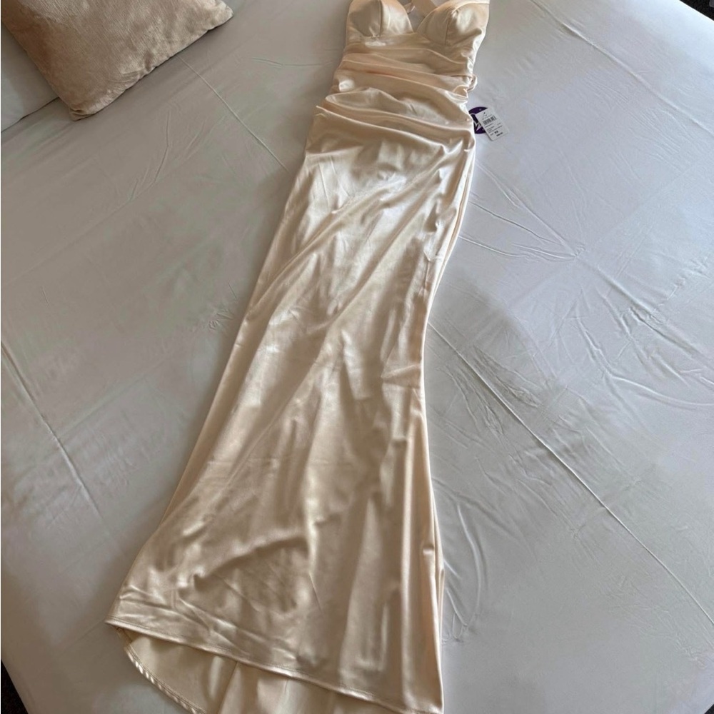 Windsor Strapless Satin Ivory Evening Gown